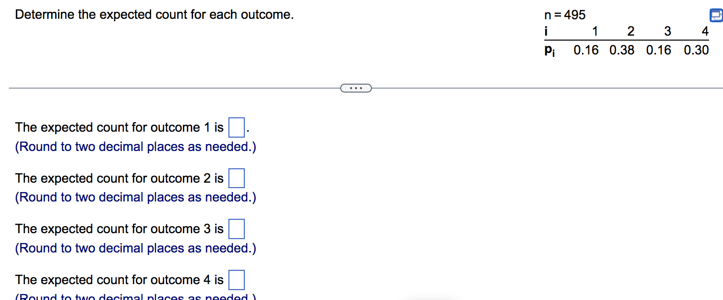 Solved Determine the expected count for each outcome. The | Chegg.com