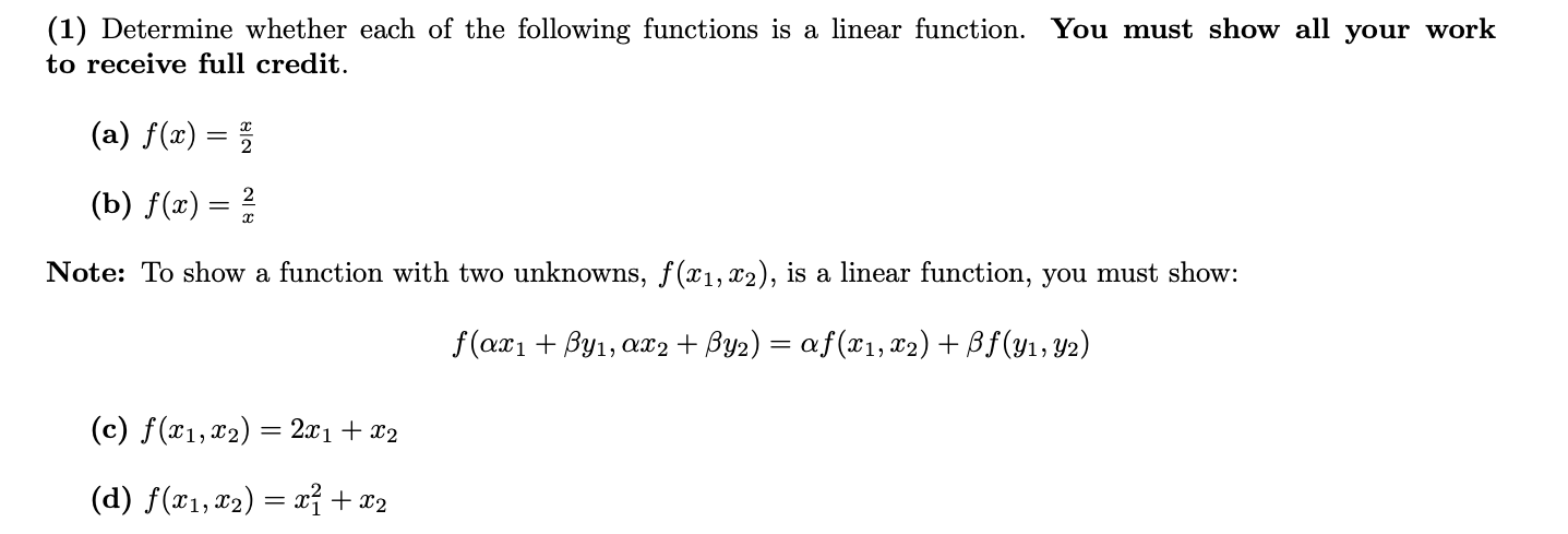 Solved (1) Determine Whether Each Of The Following Functions | Chegg.com