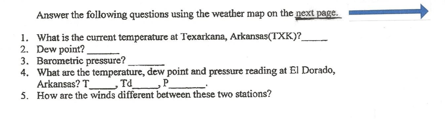 Solved Answer The Following Questions Using The Weather Map Chegg Com   Phpi9b9IC