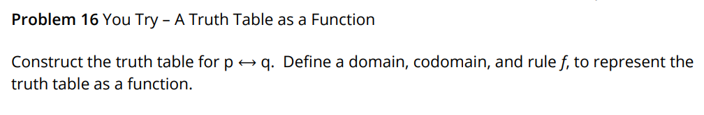Solved Problem 16 You Try - A Truth Table as a Function | Chegg.com