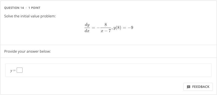 Solved QUESTION 14 · 1 POINT Solve the initial value | Chegg.com