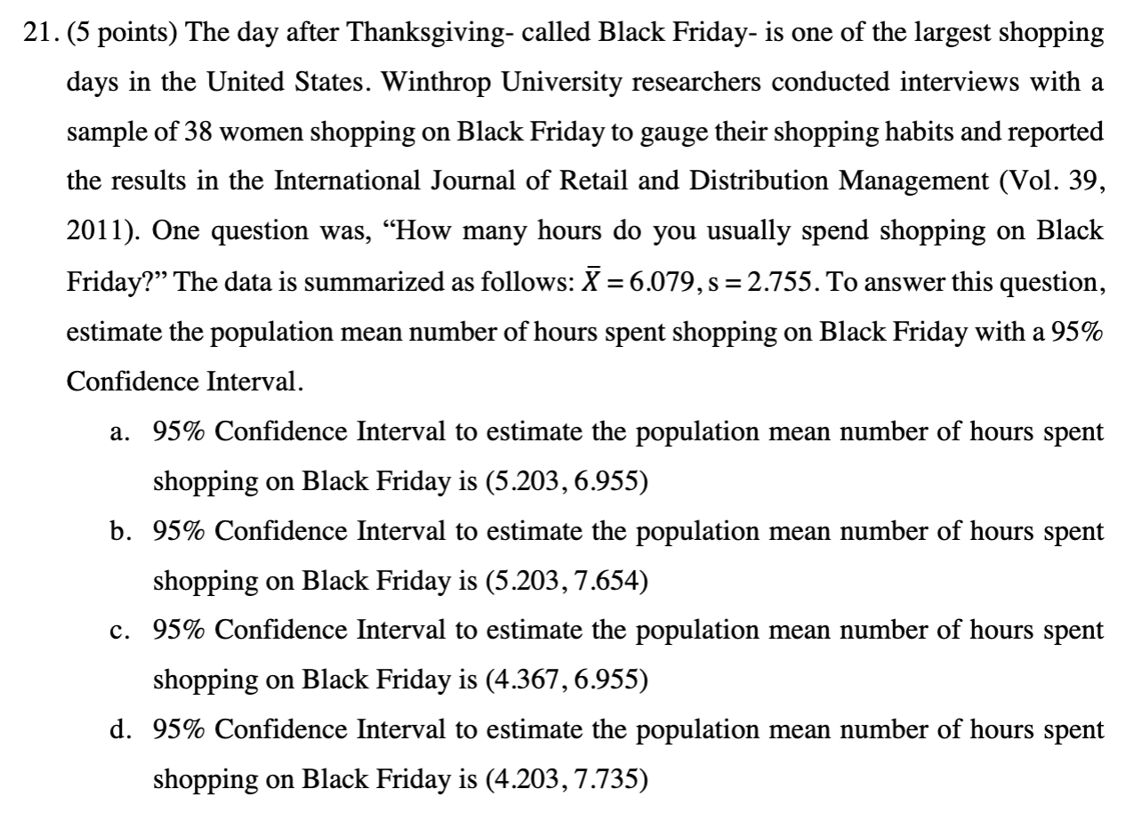 Solved 1. (5 points) The day after Thanksgiving called