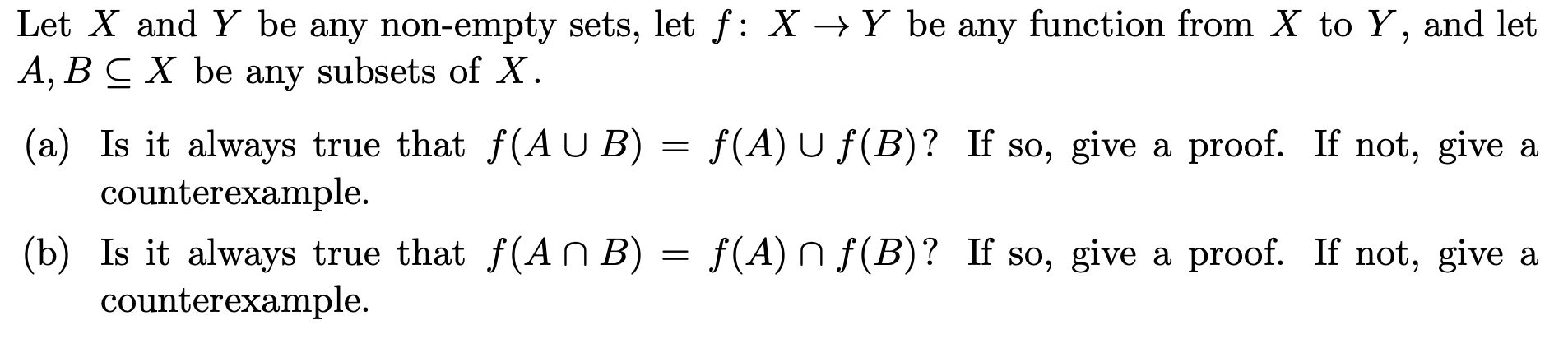 Solved Let X And Y Be Any Non-empty Sets, Let F: X →Y Be Any | Chegg.com