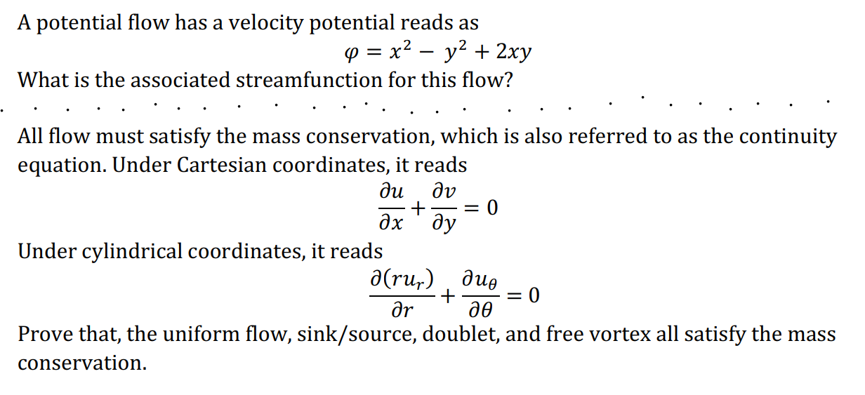 Solved A potential flow has a velocity potential reads | Chegg.com