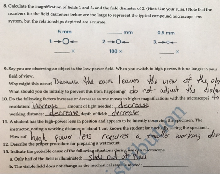 Solved 8. Calculate the magnification of fields 1 and 3, and