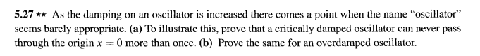 Solved 5.27 ⋆⋆ As the damping on an oscillator is increased | Chegg.com