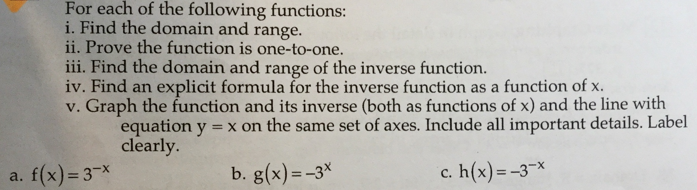 Solved For each of the following functions: i. Find the | Chegg.com