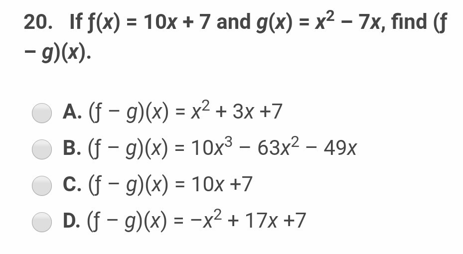 f x )= 10 10x 7 2 5x 10