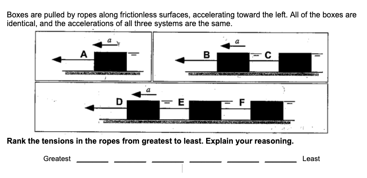 Solved Boxes are pulled by ropes along frictionless | Chegg.com