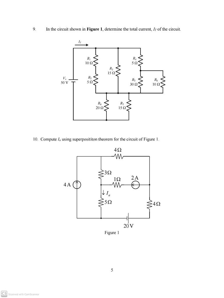 Solved 9. In the circuit shown in Figure 1, determine the | Chegg.com