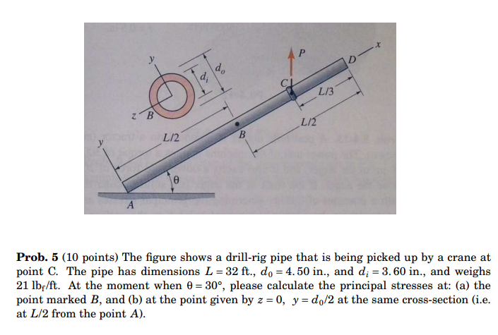 Solved -- L/3 zB L/2 L/2 B e A Prob. 5 (10 points) The | Chegg.com