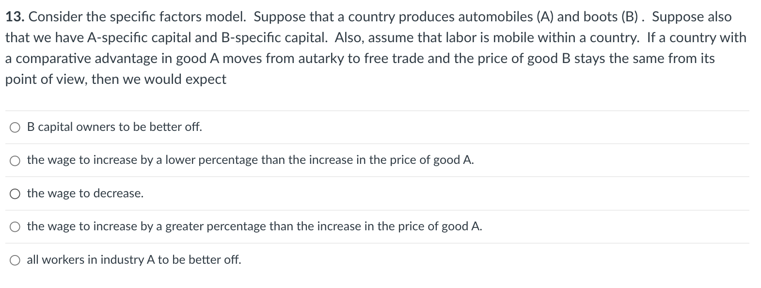 Solved 13. Consider The Specific Factors Model. Suppose That | Chegg.com