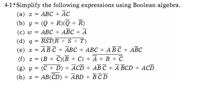 Solved = 4-1*Simplify The Following Expressions Using | Chegg.com