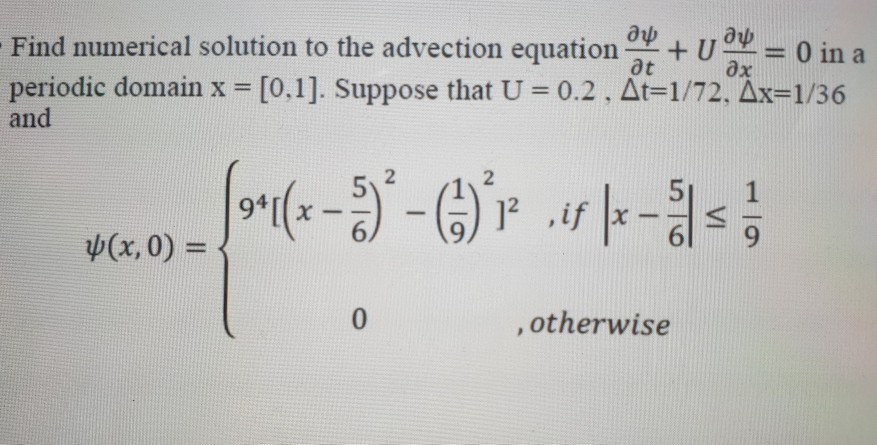 Solved Ox Find numerical solution to the advection equation | Chegg.com
