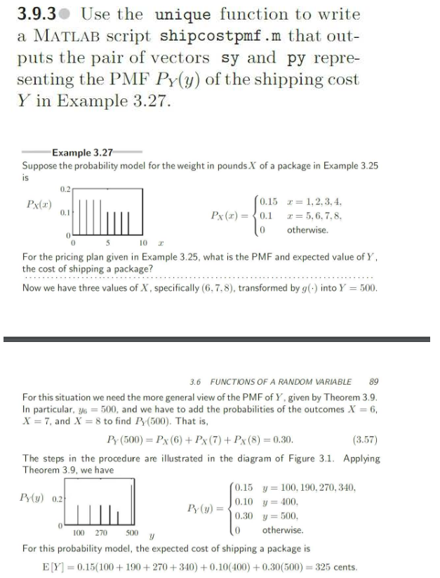 Solved 3.9.3 Use the unique function to write a MATLAB | Chegg.com