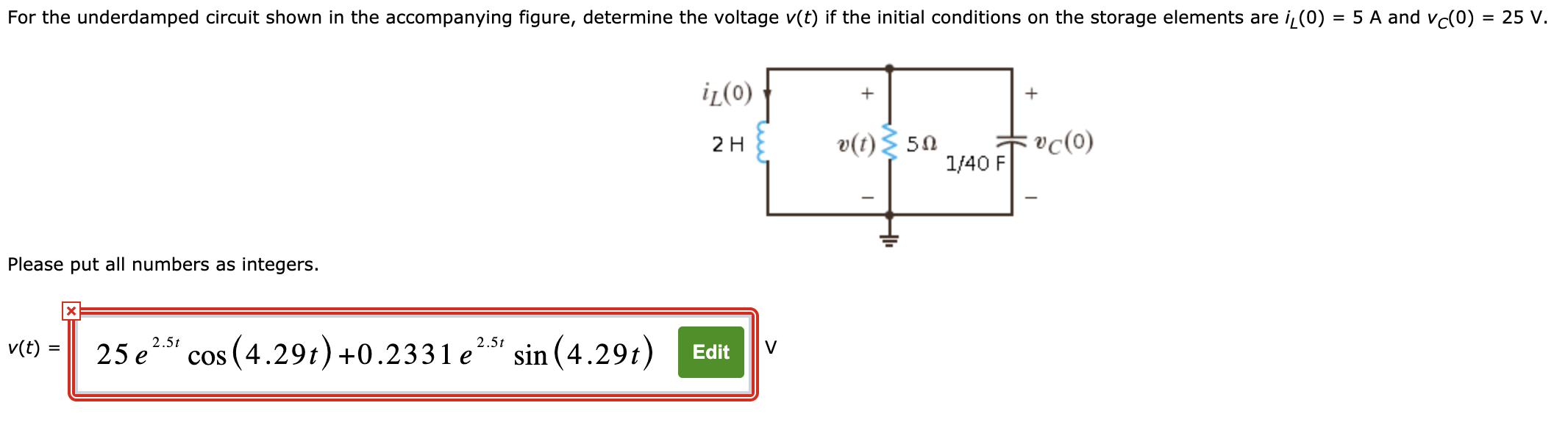 Solved For the underdamped circuit shown in the accompanying | Chegg.com