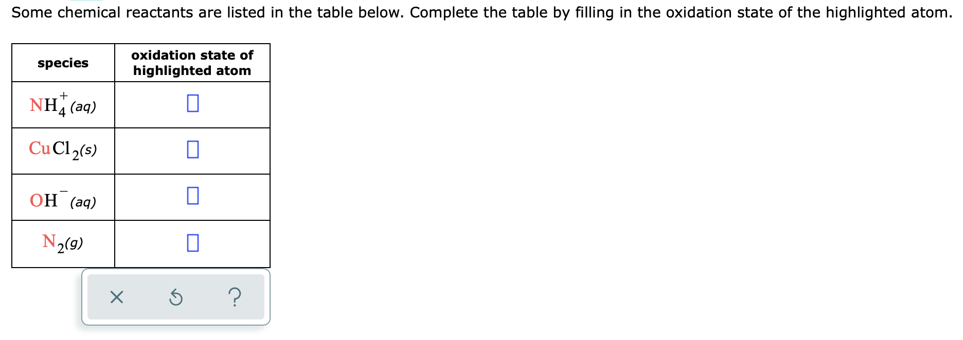 solved-some-chemical-reactants-are-listed-in-the-table-chegg