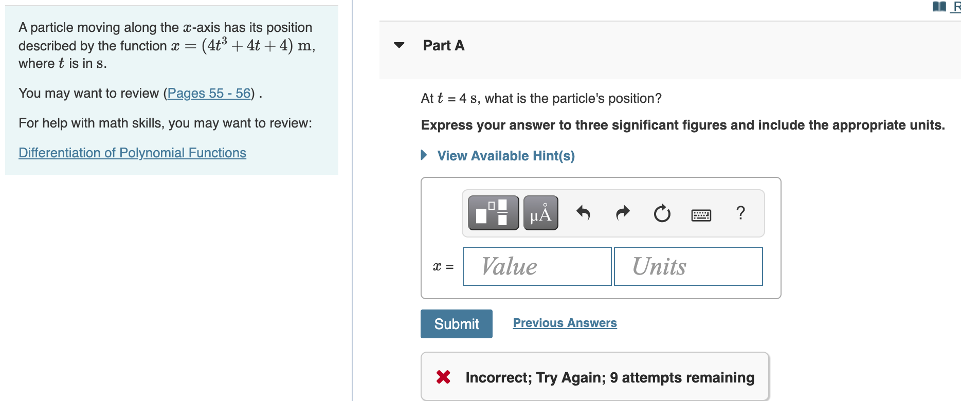 Solved F A Particle Moving Along The X-axis Has Its Position | Chegg.com