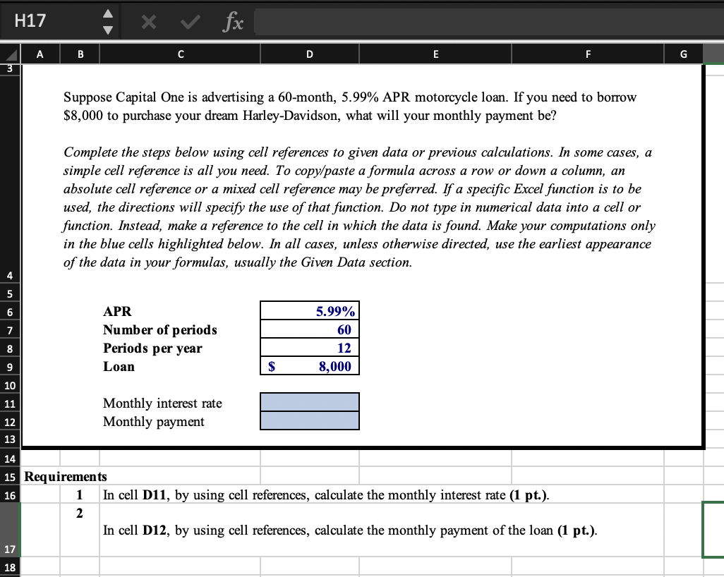 Solved Suppose Capital One is advertising a 60 month, 5.99