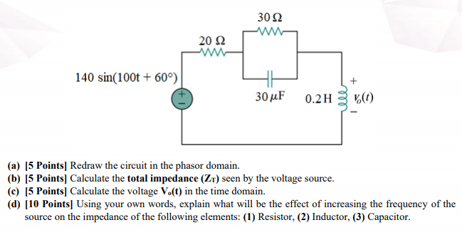 Solved For the circuit below, answer the following questions | Chegg.com