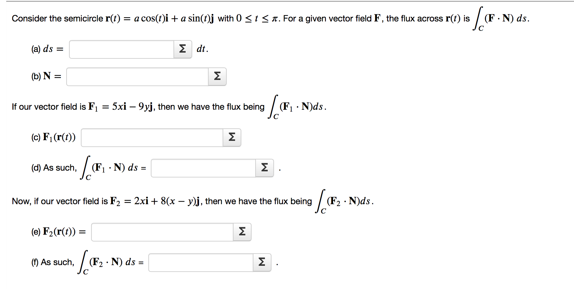 Solved Consider The Semicircle R T A A Cos T I A Sin Chegg Com