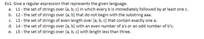 Solved Exl. Give a regular expression that represents the | Chegg.com