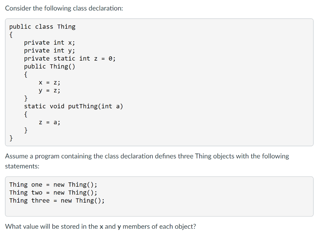 Solved Consider The Following Class Declaration: Public | Chegg.com