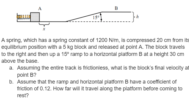 Solved A spring, which has a spring constant of 1200 N/m, is | Chegg.com