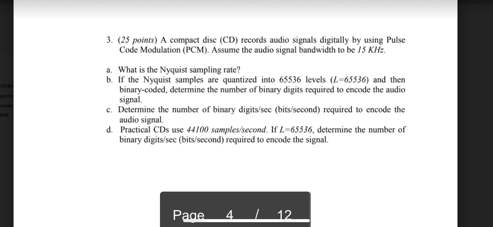3. (25 points) A compact disc (CD) records audio | Chegg.com
