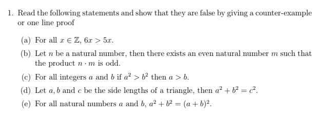 Solved 1. Read the following statements and show that they | Chegg.com