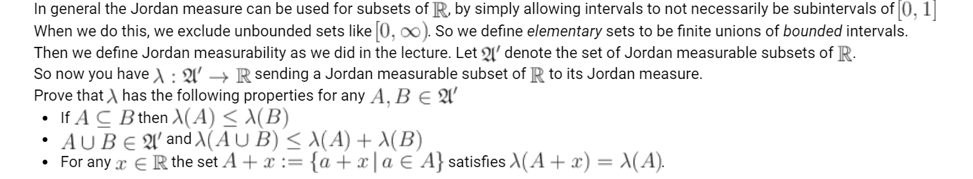 Solved In general the Jordan measure can be used for subsets | Chegg.com