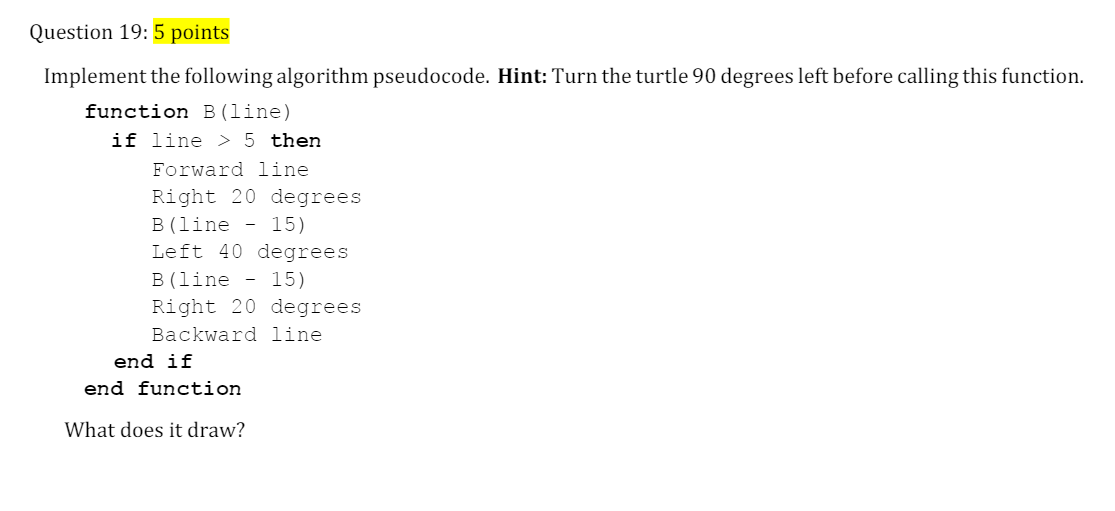 Solved Question 19: 5 points Implement the following | Chegg.com