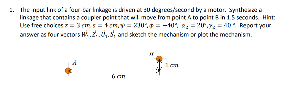 Solved The input link of a four-bar linkage is driven at 30 | Chegg.com