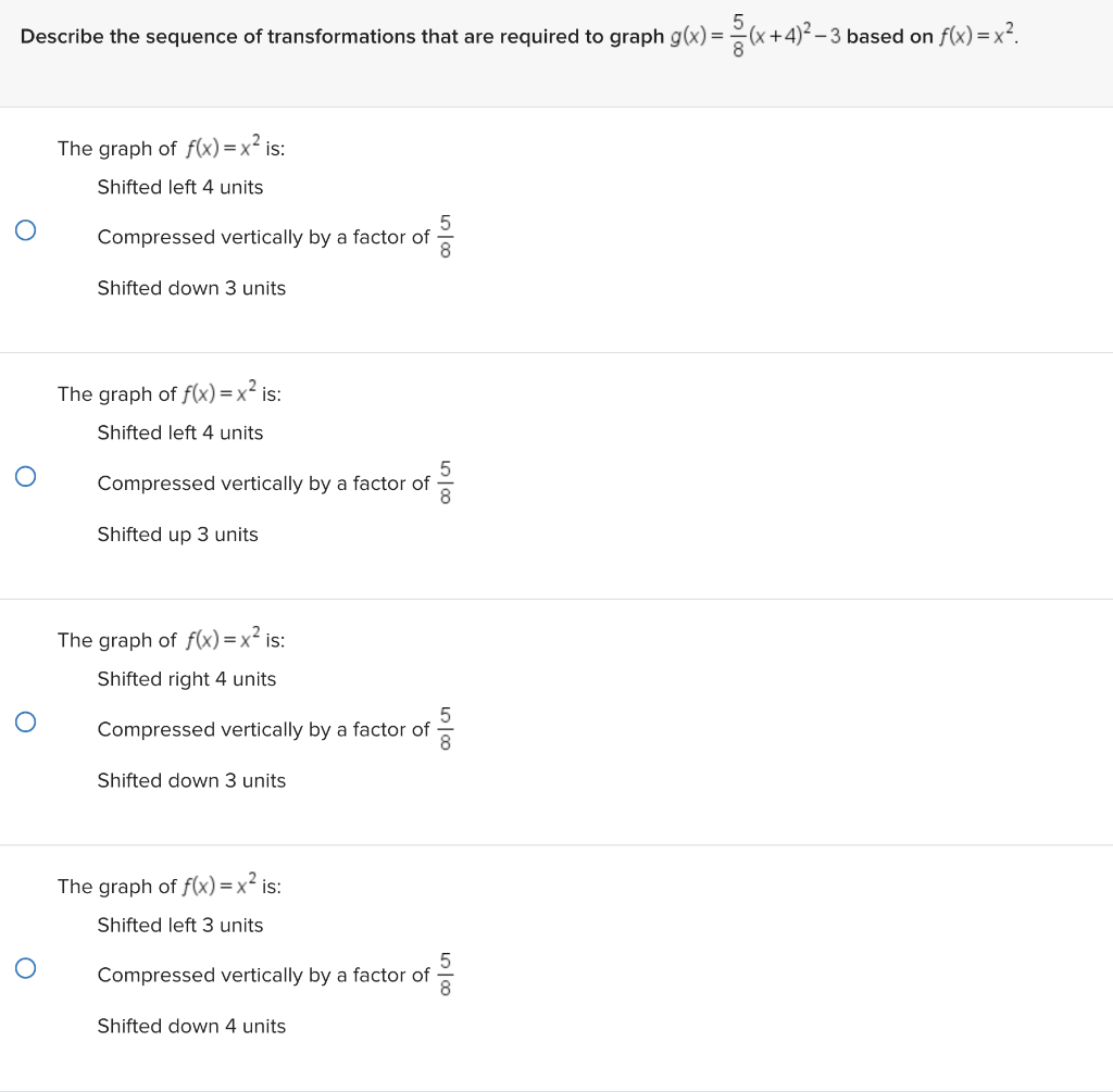 Solved Describe the sequence of transformations that are | Chegg.com