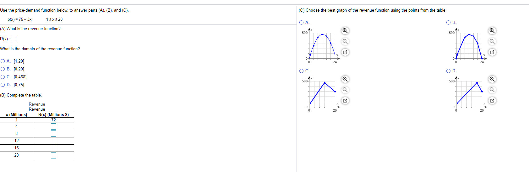 Solved Use the price-demand function below, to answer parts | Chegg.com