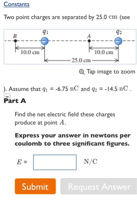 Solved Constants Two point charges are separated by 25.0 cm | Chegg.com