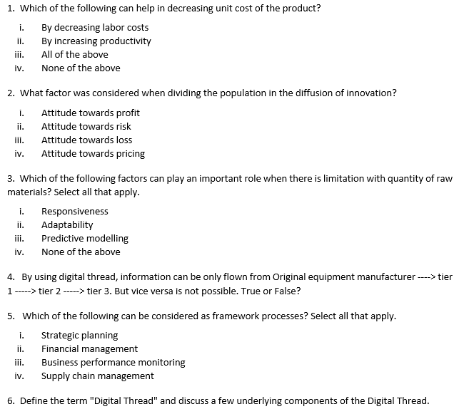 Solved i. 1. Which of the following can help in decreasing | Chegg.com