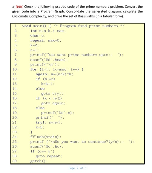 Solved 3 [1096] Check The Following Pseudo Code Of The Prime