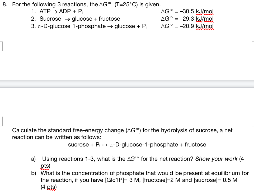 Solved 8 For The Following 3 Reactions The Ag T 25 C Chegg Com