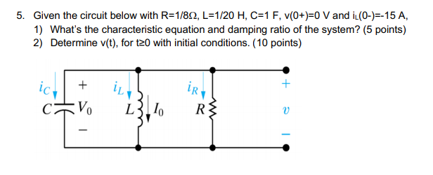 Solved Given The Circuit Below With R 1 8w L 1 H C 1 Chegg Com