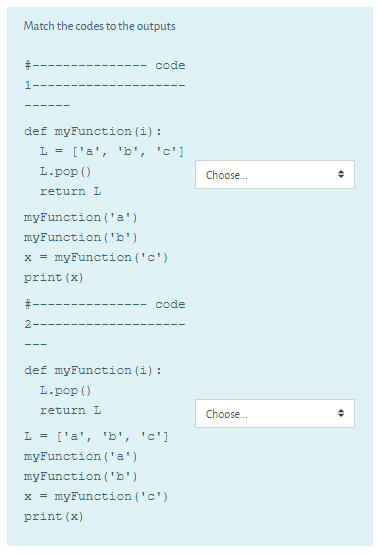 Solved Match the codes to the outputs code 1 def | Chegg.com