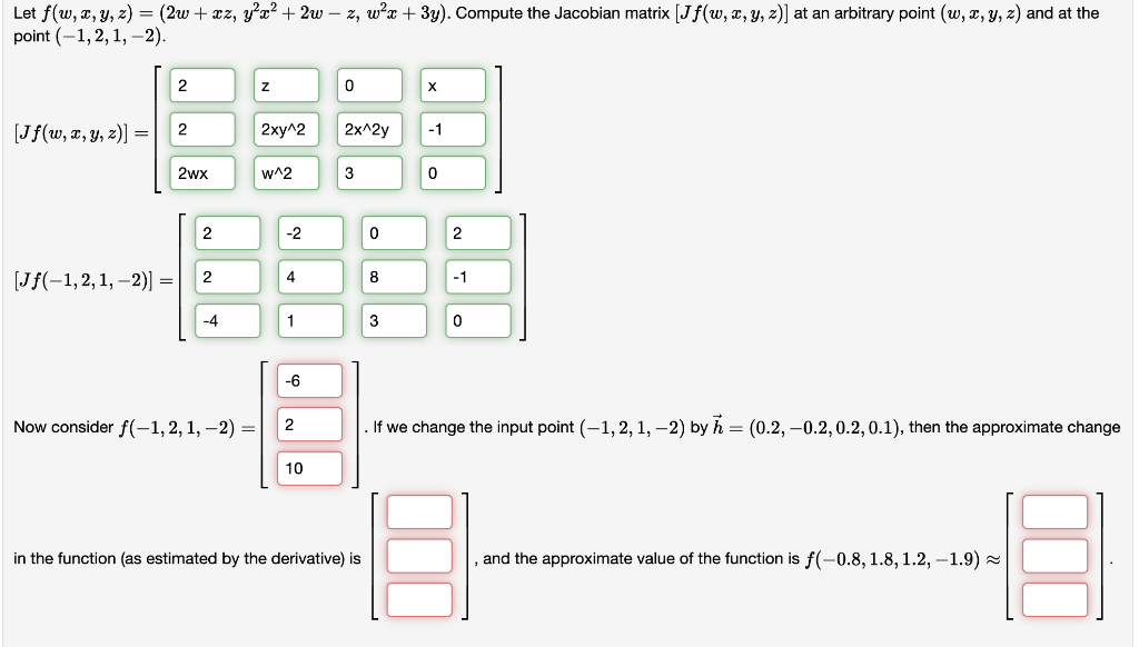 Solved Let F W T Y Z 2w Xz Y Z 2w 2 W X Chegg Com
