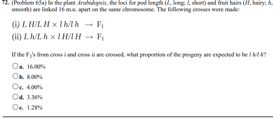 Solved Problem 65a In The Plant Arabidopsis The Loci F Chegg Com