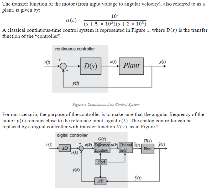 The transfer function of the motor (from input | Chegg.com