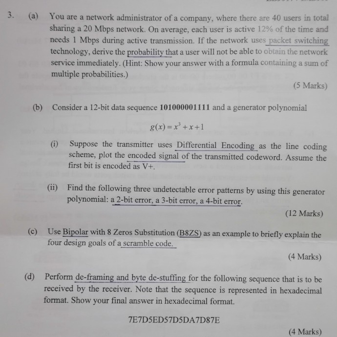 You are a network administrator of a company, where there are 40 users in total sharing a 20 Mbps network. On average, each u