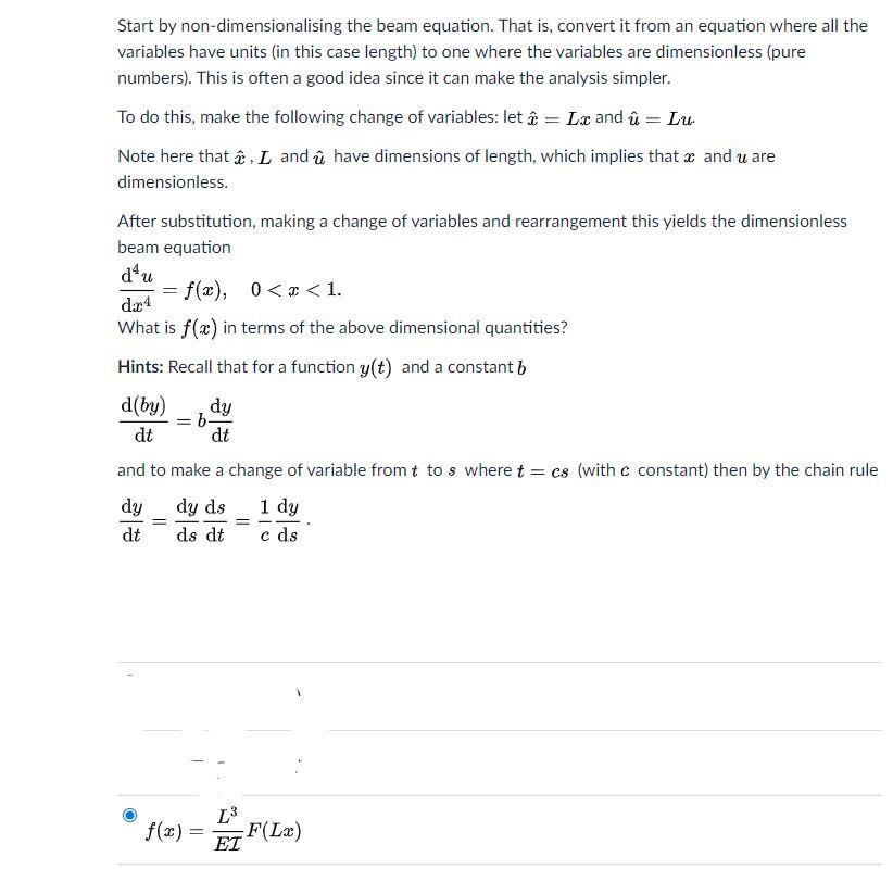 Solved The Function Describing The Shape Of A Beam Is Cal Chegg Com