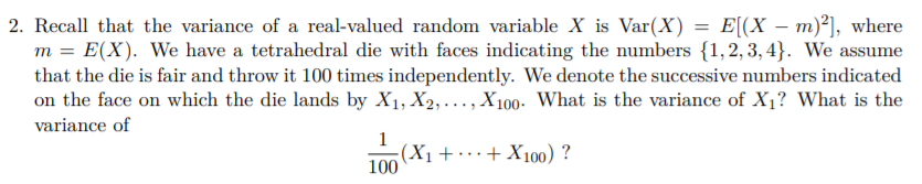 Solved 2. Recall that the variance of a real-valued random | Chegg.com