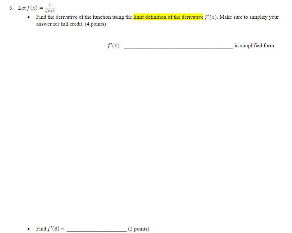 Solved = 3. Let f(x) = Find the derivative of the function | Chegg.com