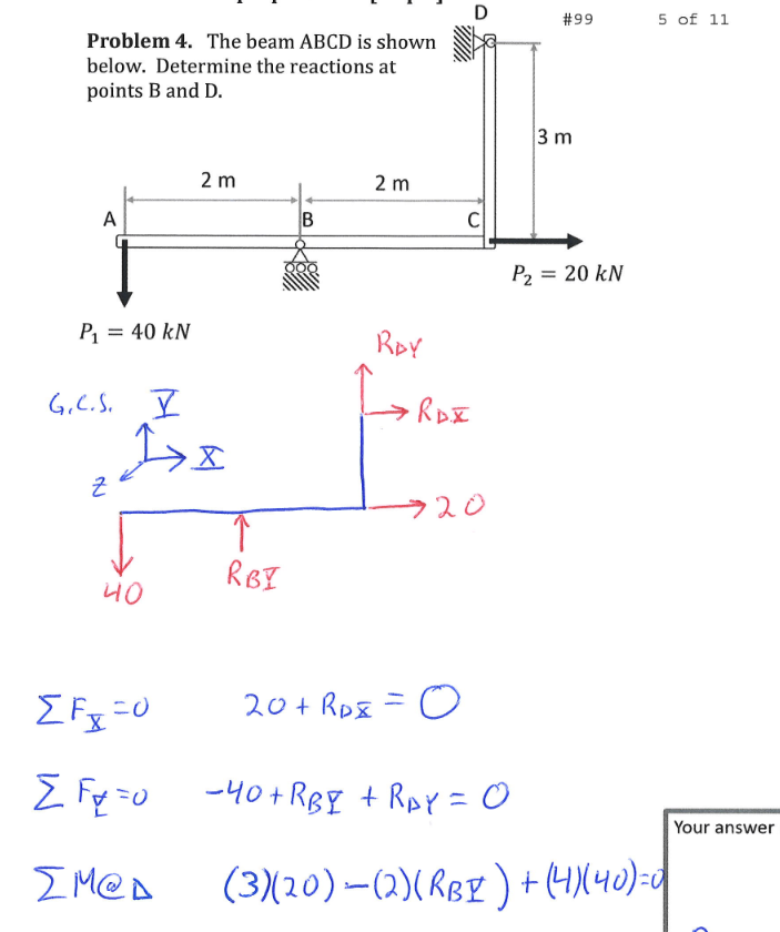 Solved 5 of 11 #99 Problem 4. The beam ABCD is shown below. | Chegg.com