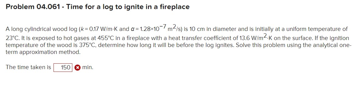 Solved A long cylindrical wood log(k=0.17 W/m⋅K and | Chegg.com